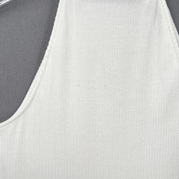 ENZA COSTA Knit Halter Turtleneck Womens Large Winter White Sleeveless Rib NEW - Picture 14 of 16